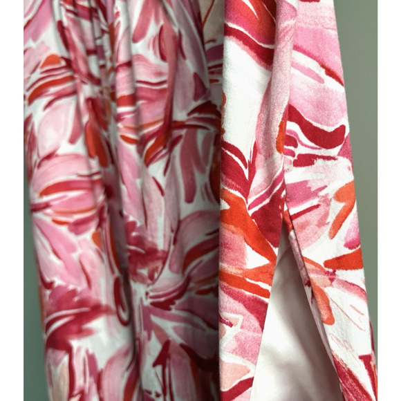 LONDON TIMES Floral Tiered Maxi Dress Square Neck Sleeveless Smocked Pink Red 12 - Picture 11 of 15